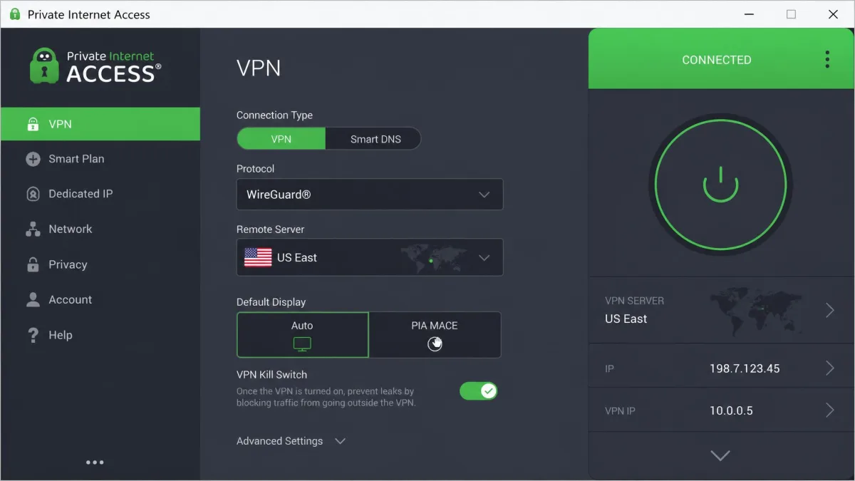 Private Internet Access screenshot