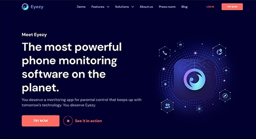 Screenshot of the EyeZy homepage