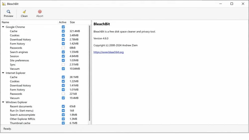 BleachBit screenshot