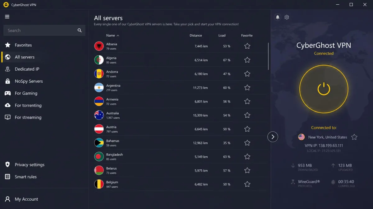 CyberGhost screenshot