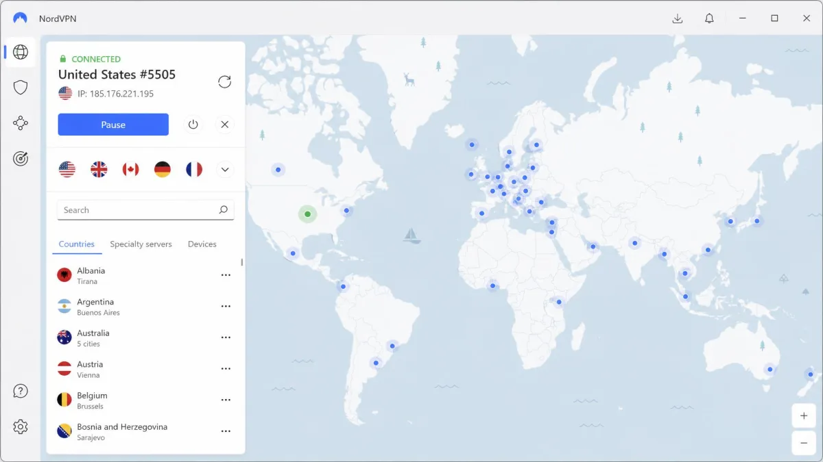 NordVPN screenshot