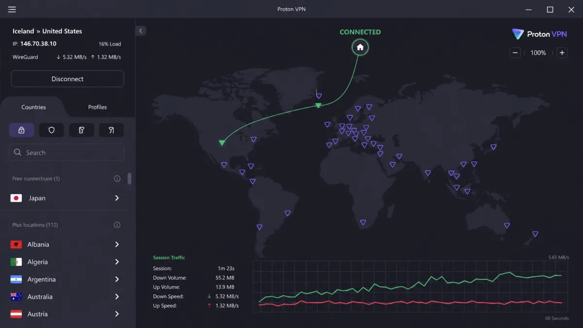 Proton VPN screenshot