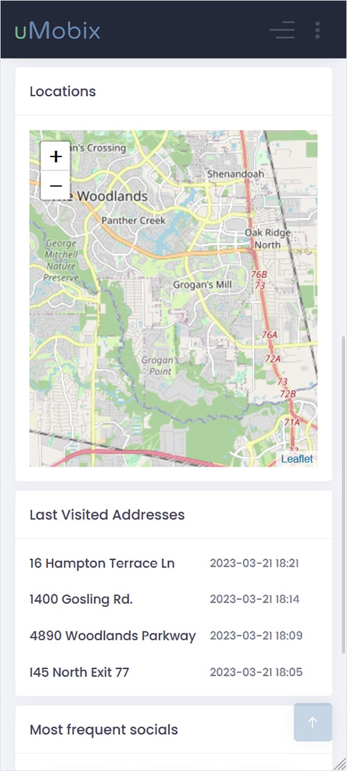 control panel for uMobix