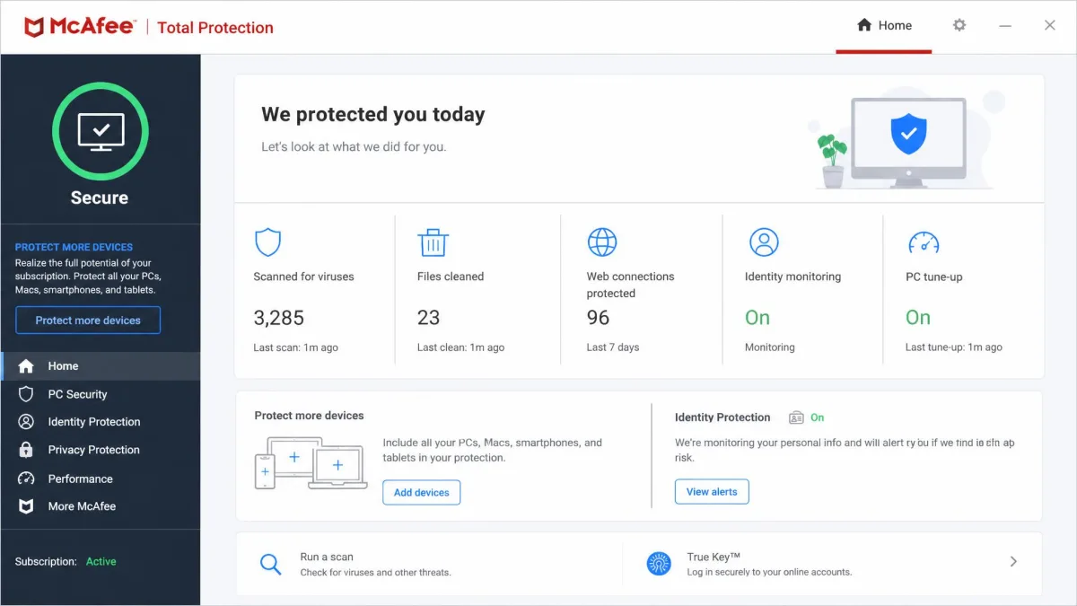 McAfee Total Protection screenshot