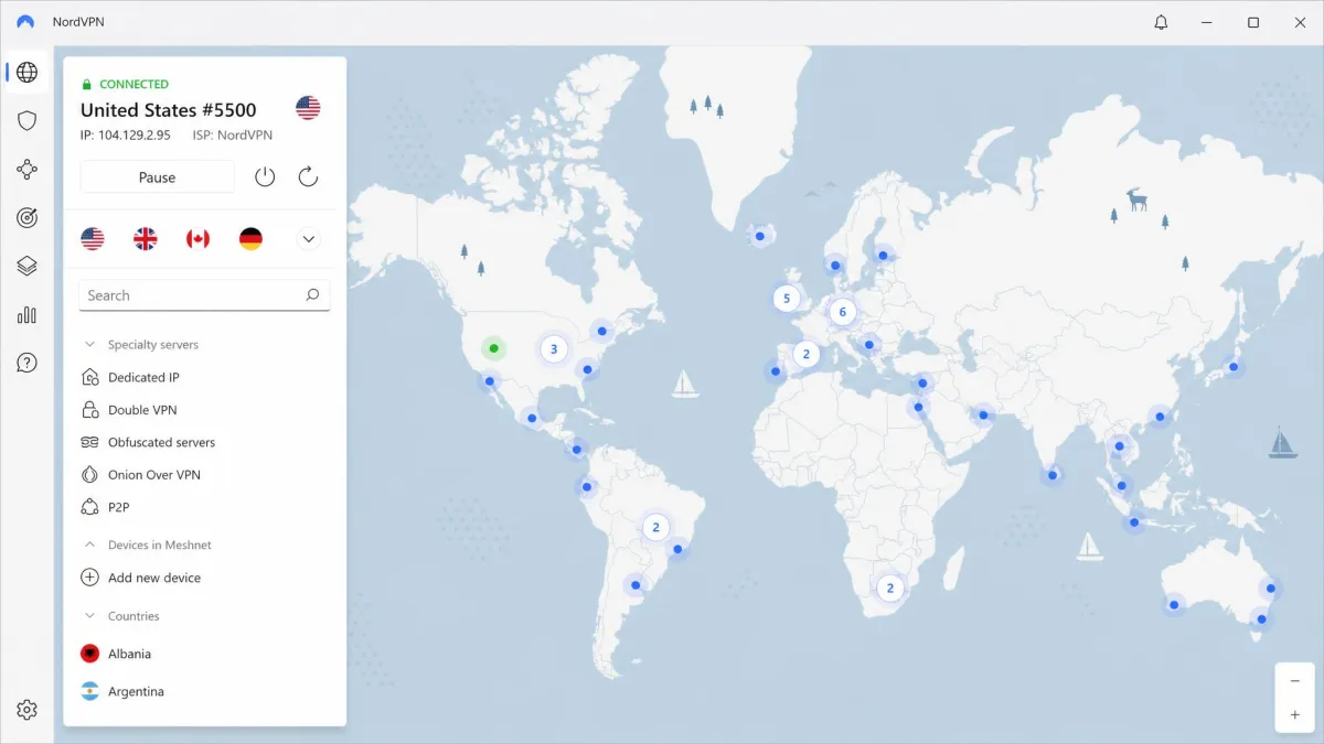 NordVPN screenshot