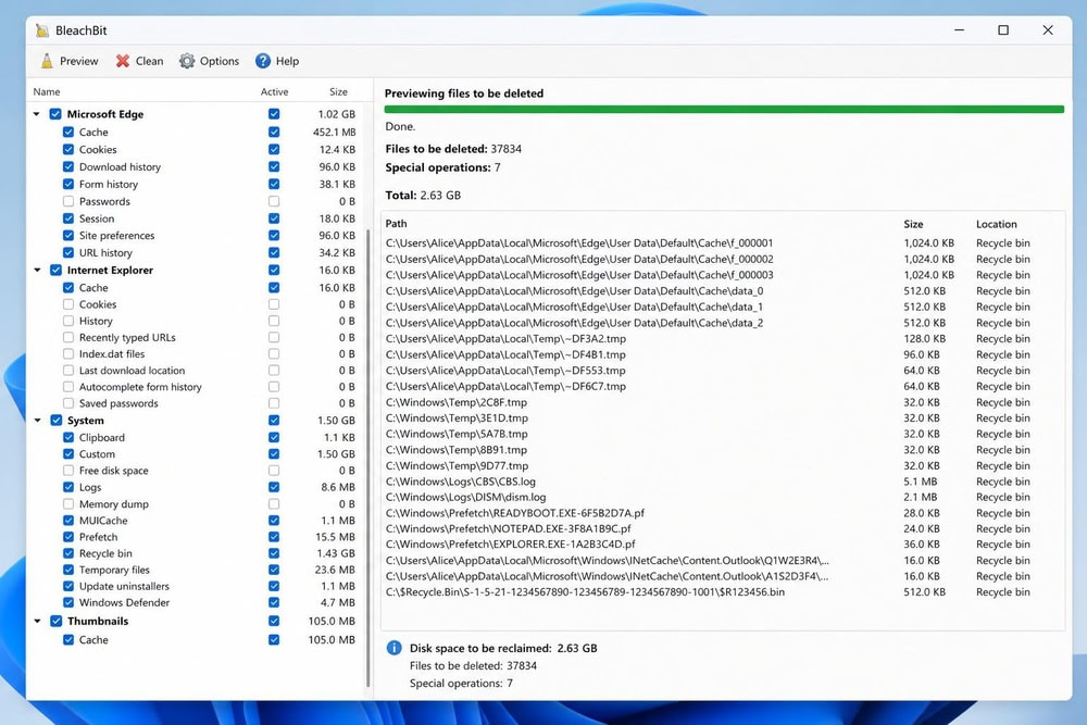 BleachBit screenshot