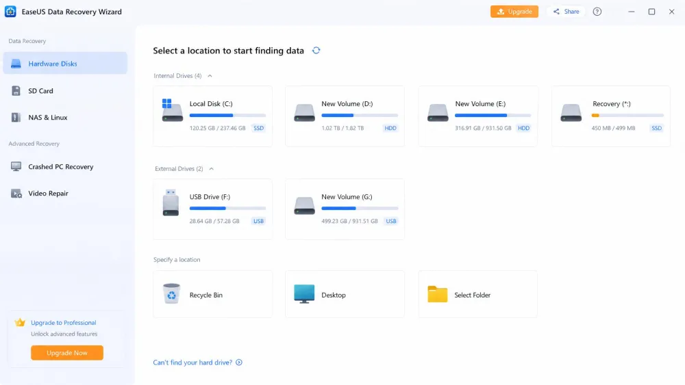 EaseUS Data Recovery screenshot