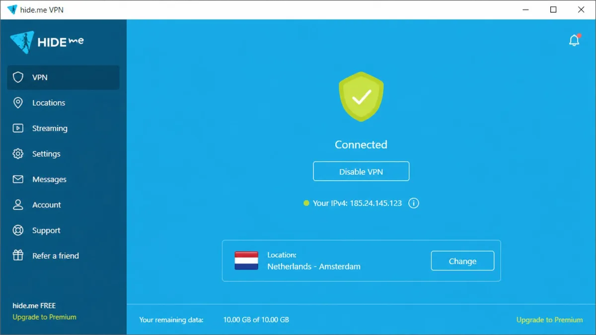 hide.me Free screenshot