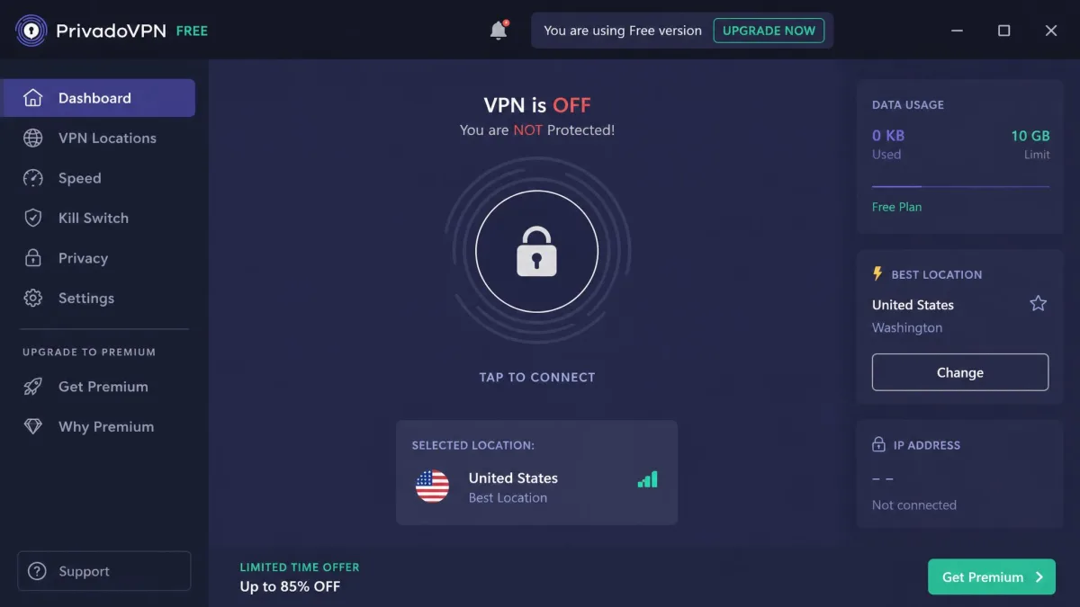 PrivadoVPN Free screenshot