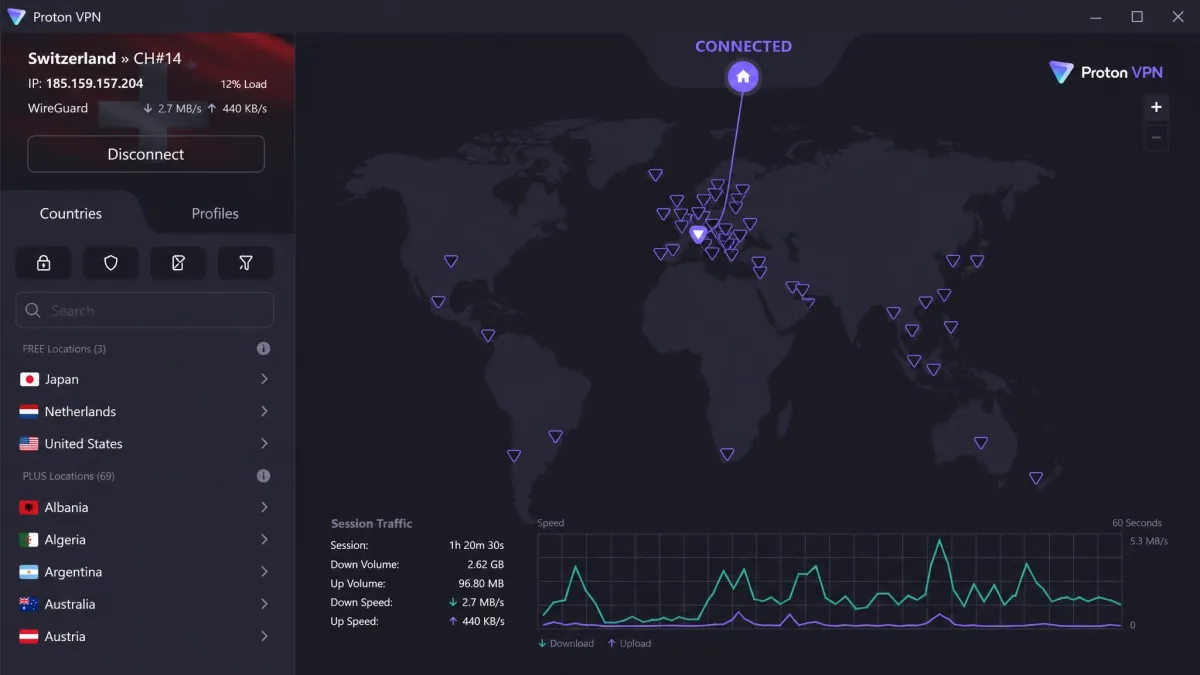 Proton VPN screenshot