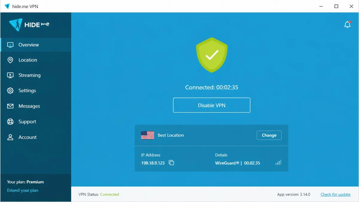 hide.me screenshot