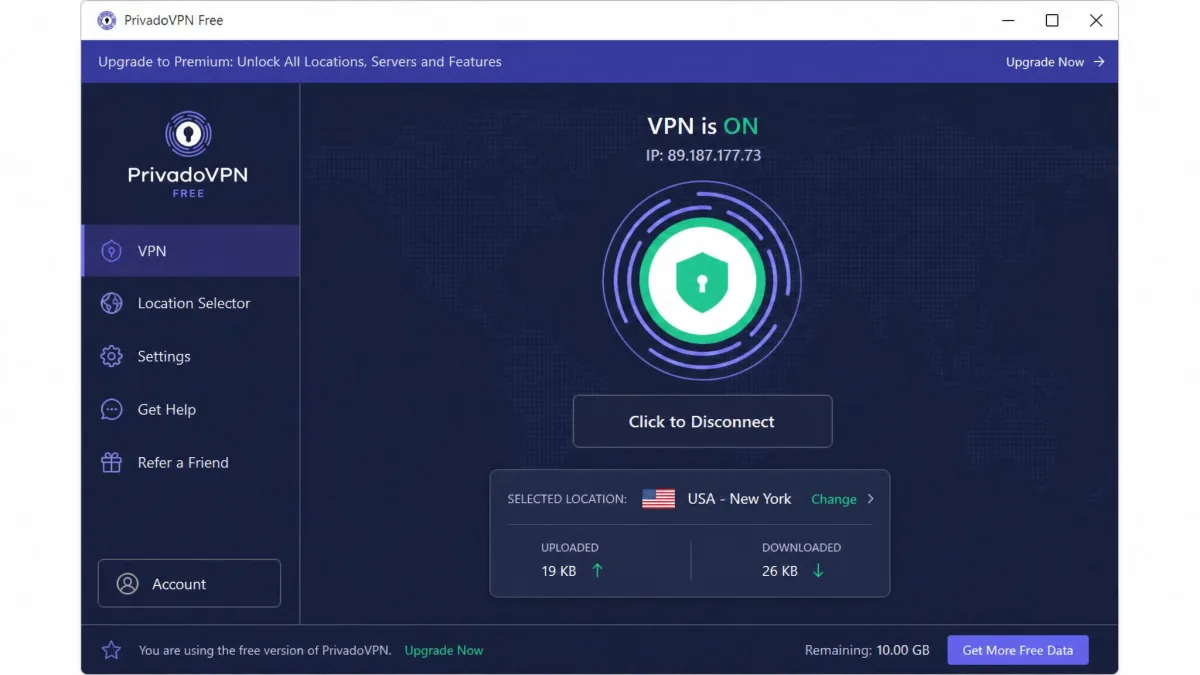 PrivadoVPN Free screenshot