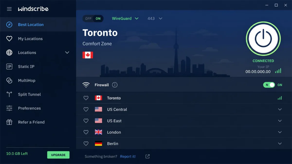 Windscribe Free screenshot