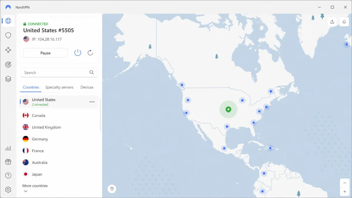 NordVPN screenshot
