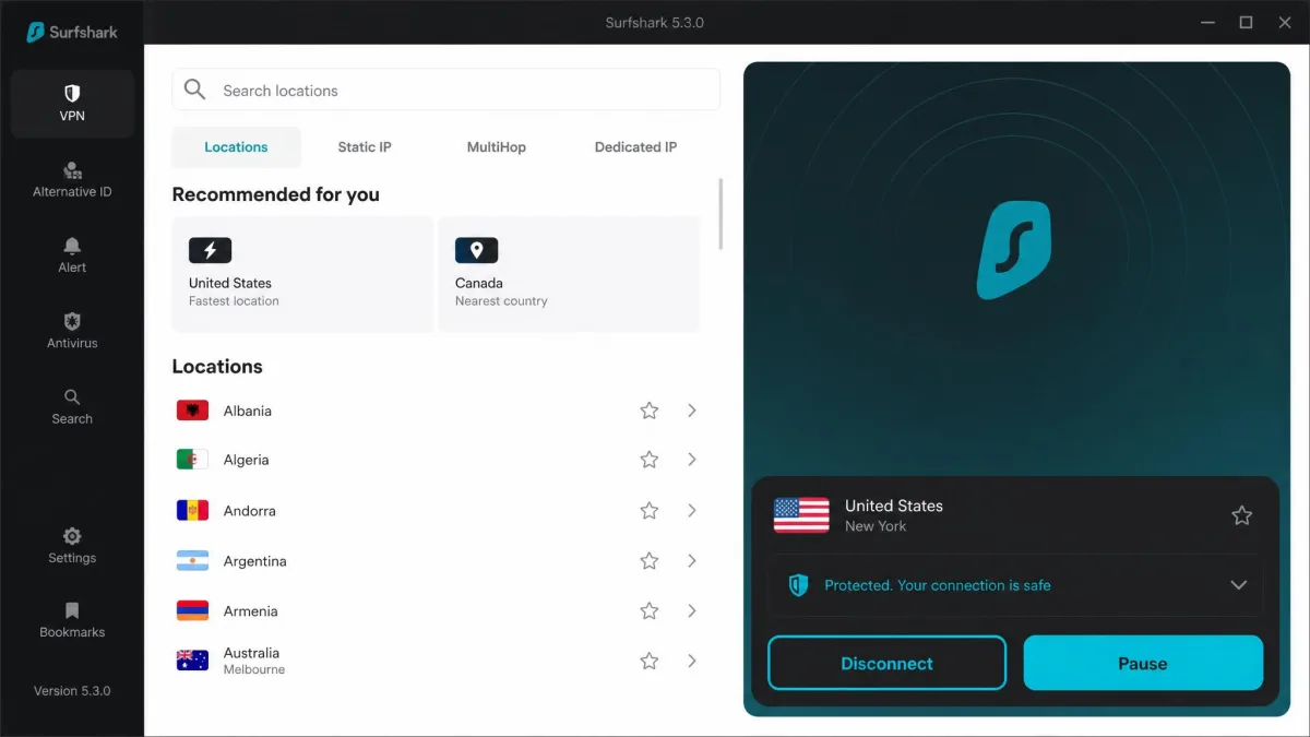 Surfshark screenshot