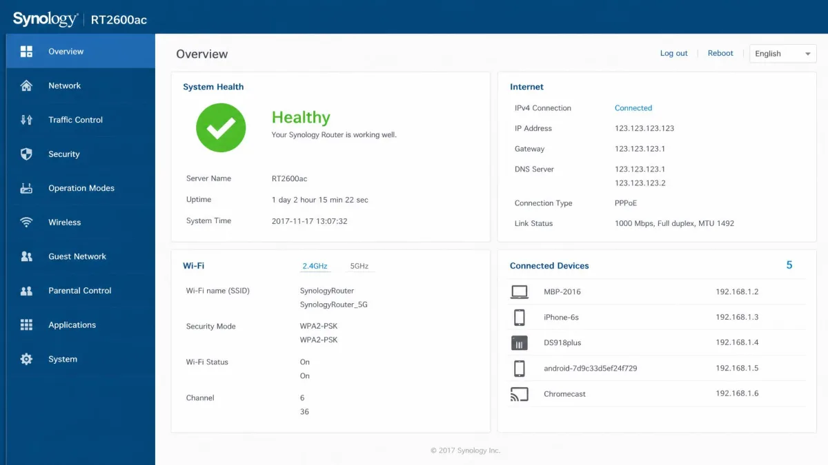 Synology RT2600ac screenshot