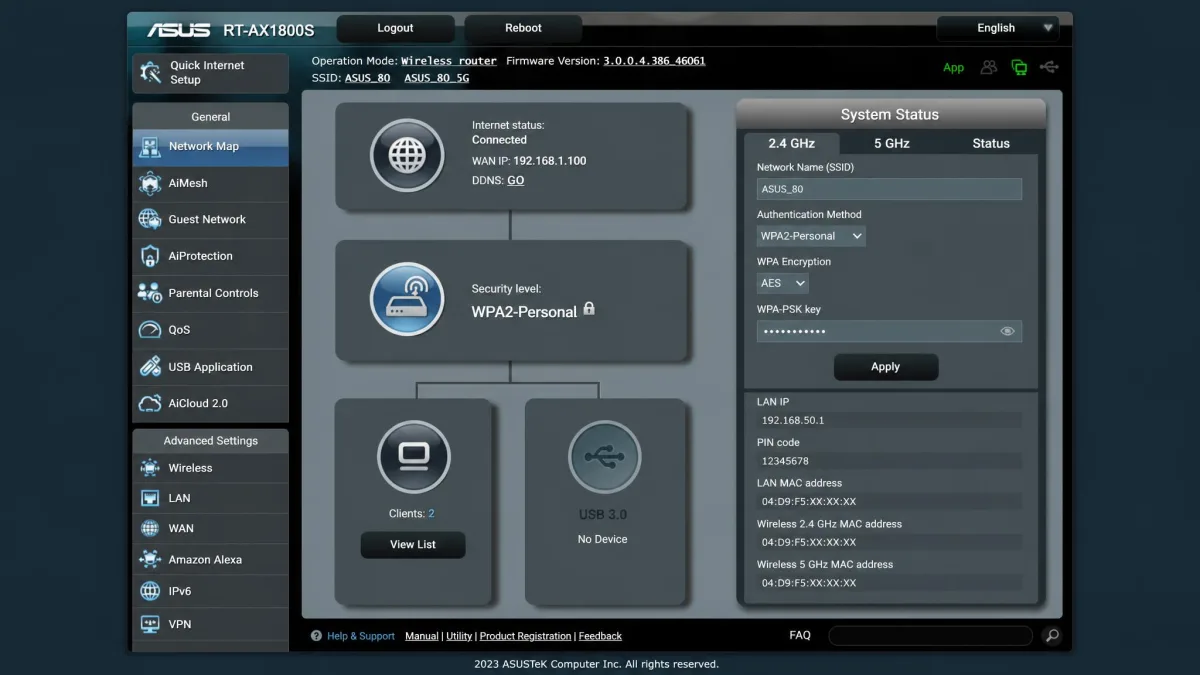 ASUS RT-AX1800S screenshot