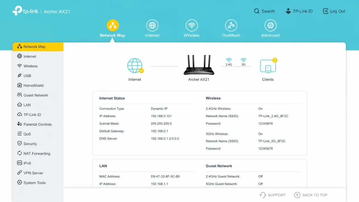 TP-Link Archer AX21 screenshot