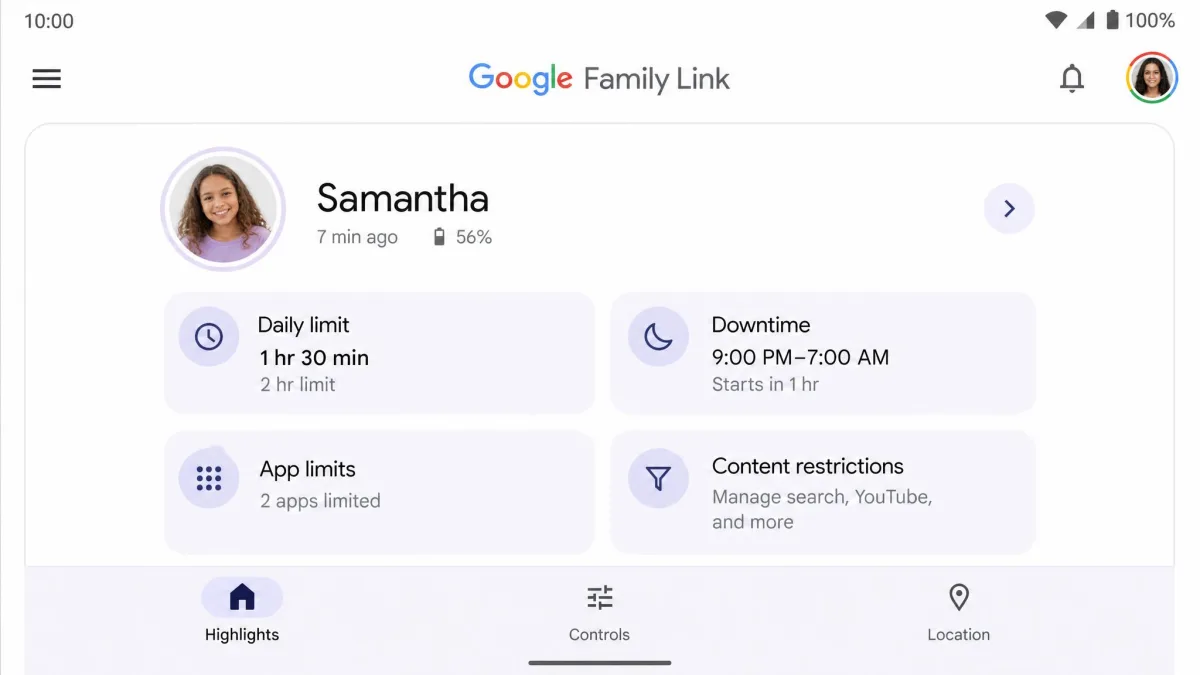 Google Family Link screenshot