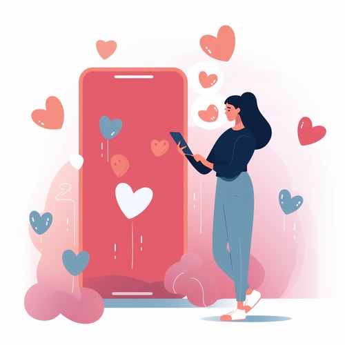 illustration of a woman using a spy app for Tinder