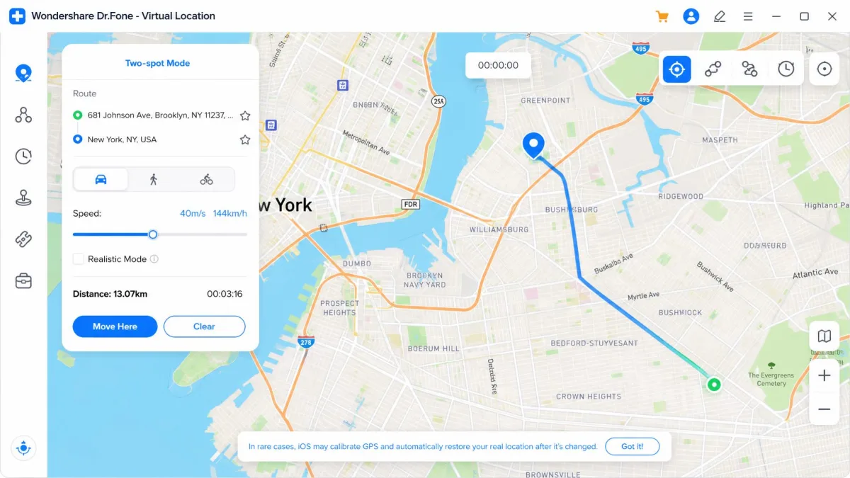 Dr.Fone Virtual Location screenshot