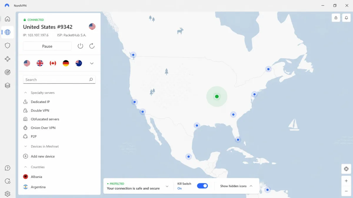 NordVPN screenshot