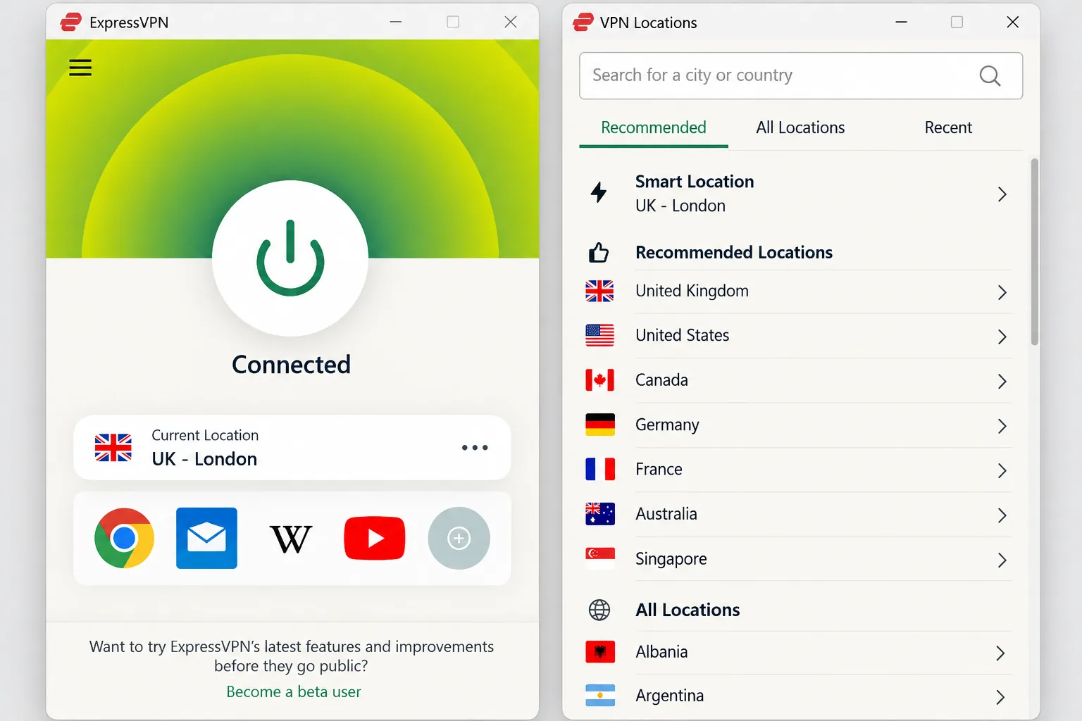ExpressVPN screenshot