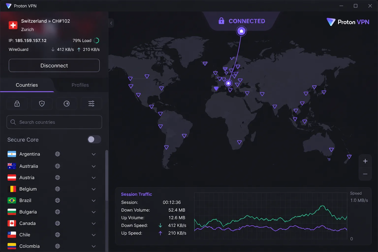 Proton VPN screenshot