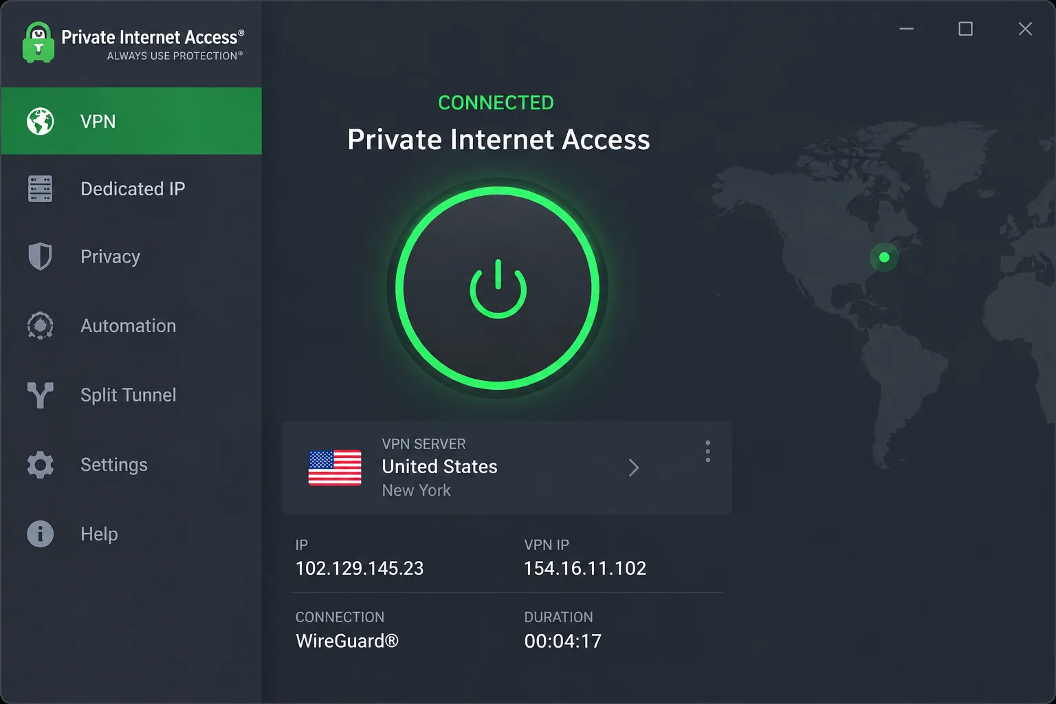 Private Internet Access screenshot