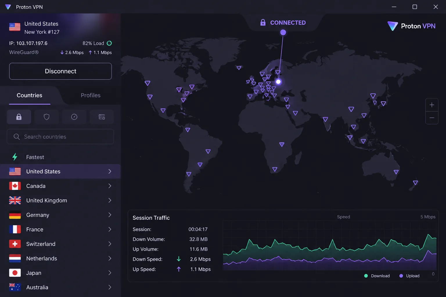 Proton VPN screenshot