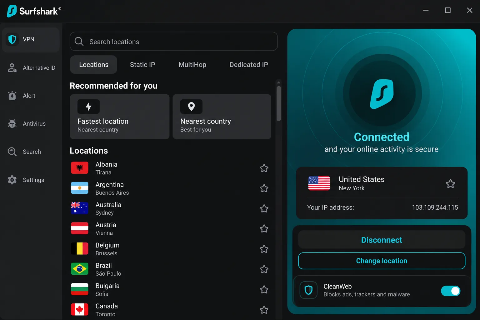 Surfshark screenshot
