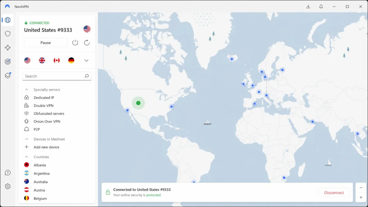 NordVPN screenshot