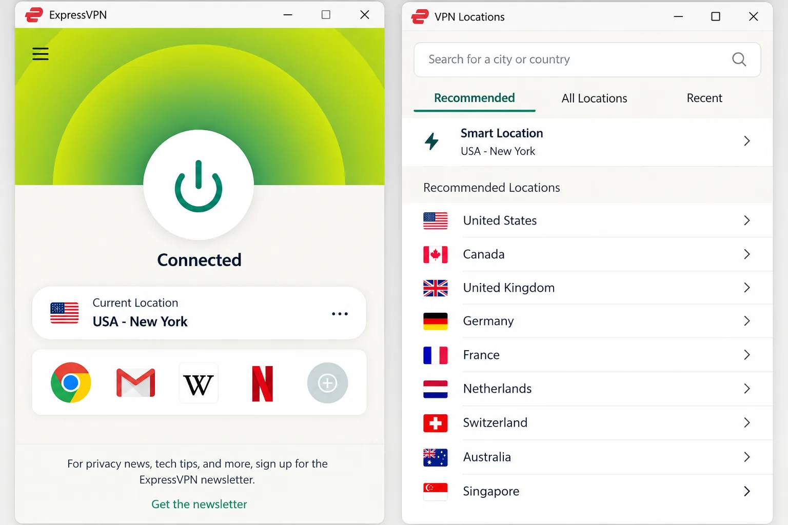 ExpressVPN screenshot