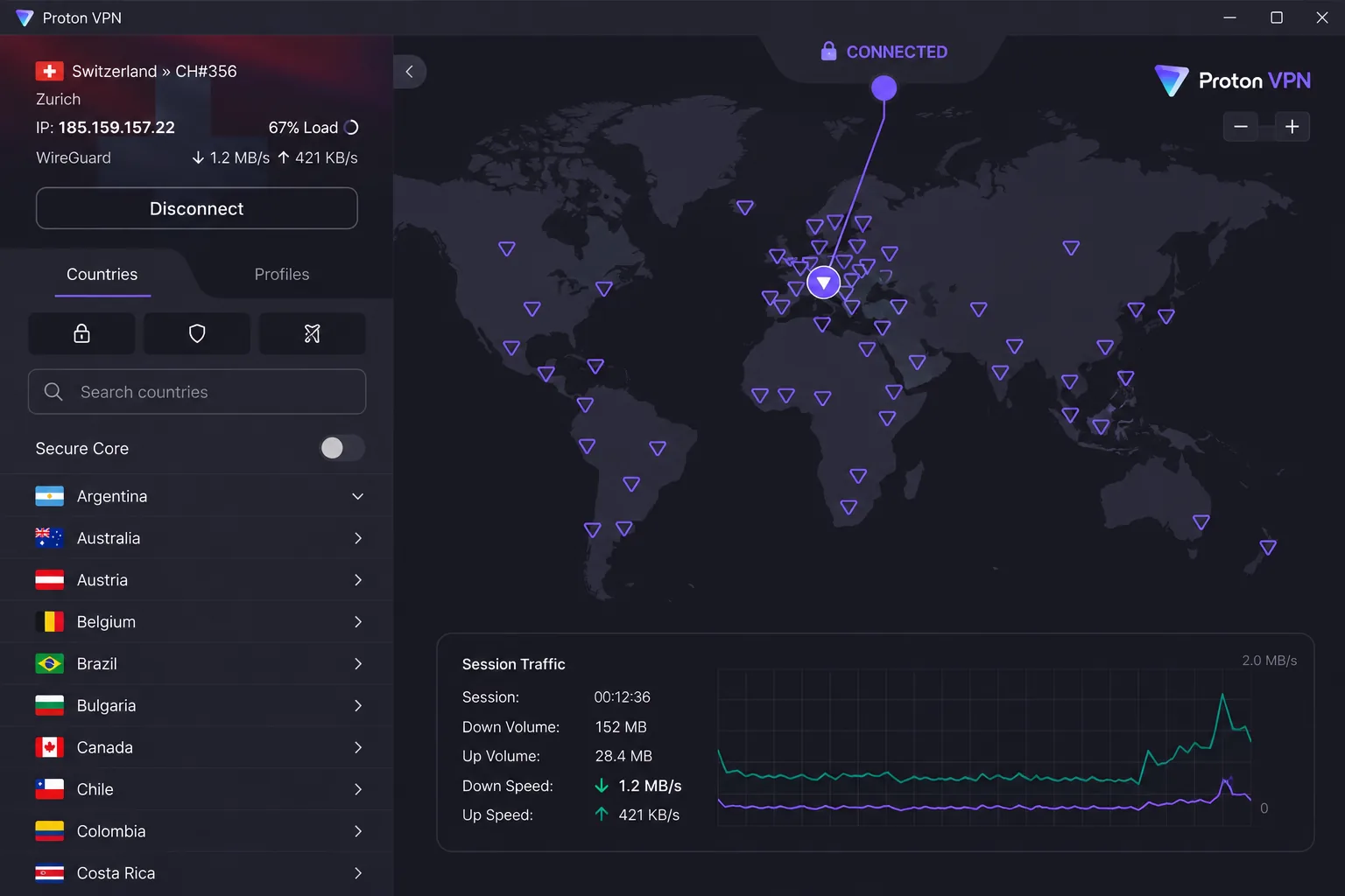 Proton VPN screenshot