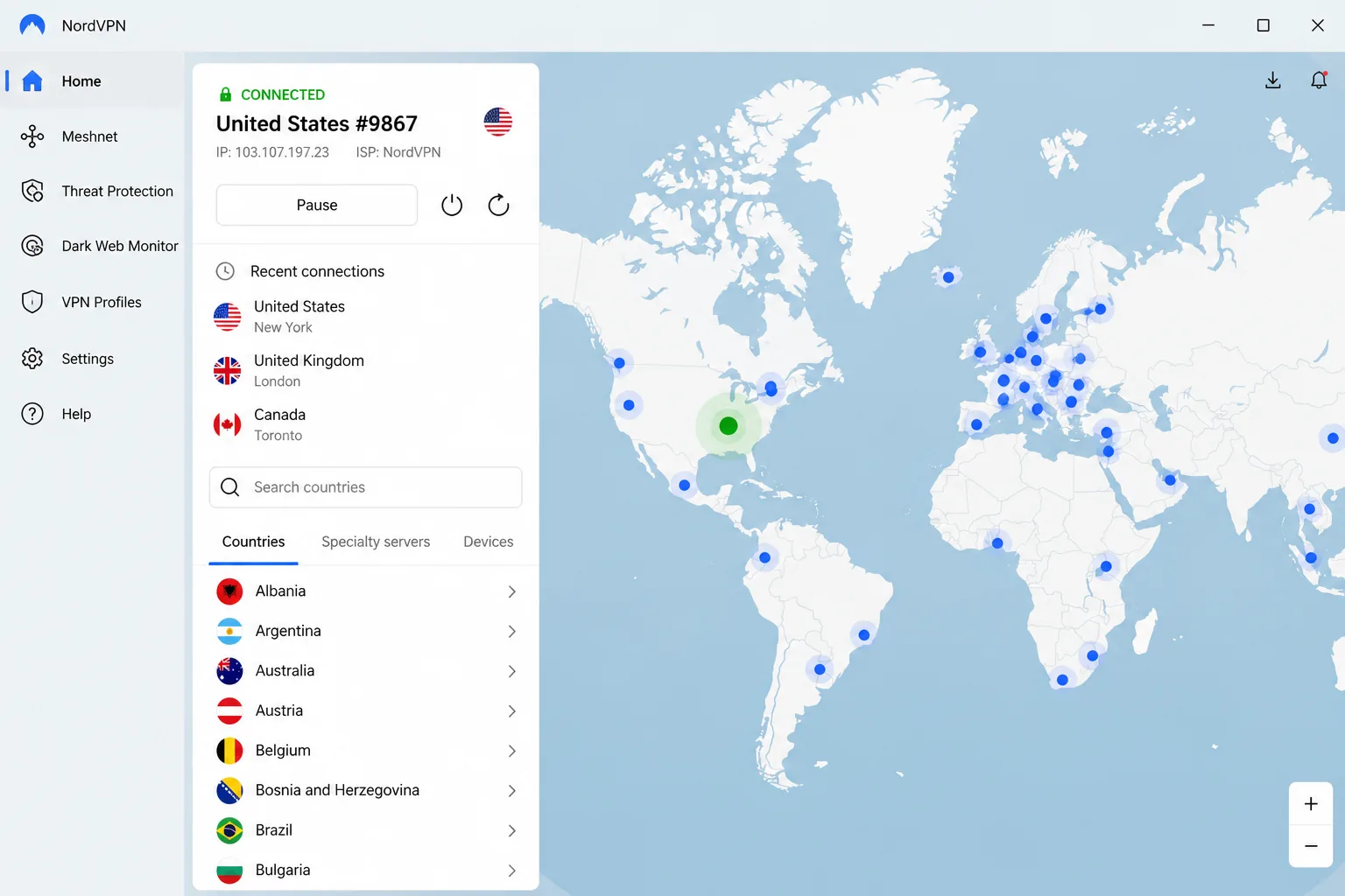 NordVPN screenshot