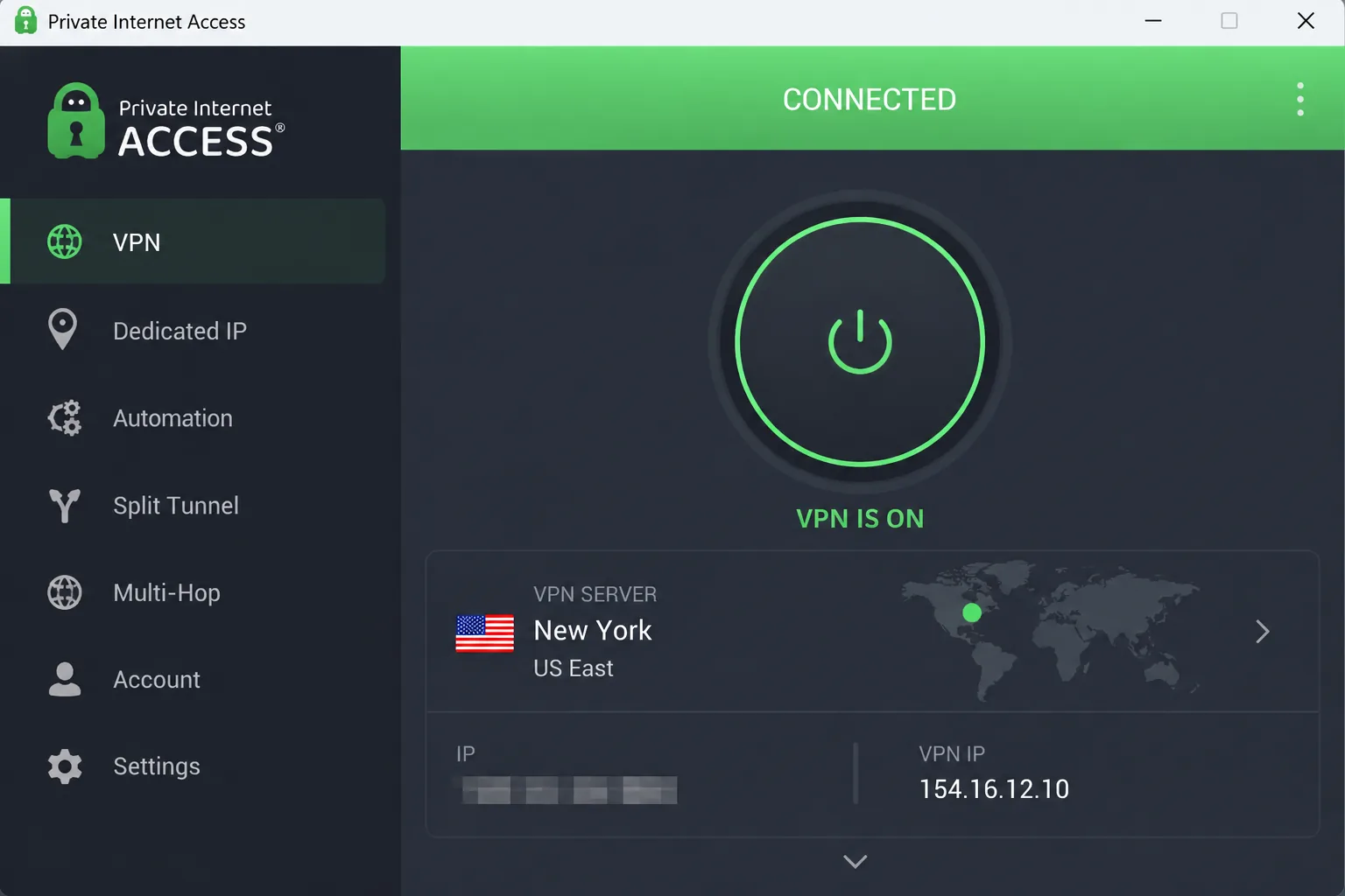 Private Internet Access screenshot
