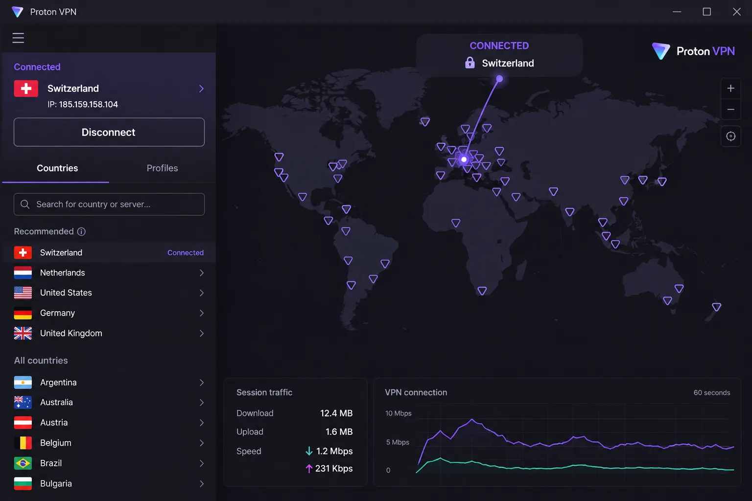 Proton VPN screenshot