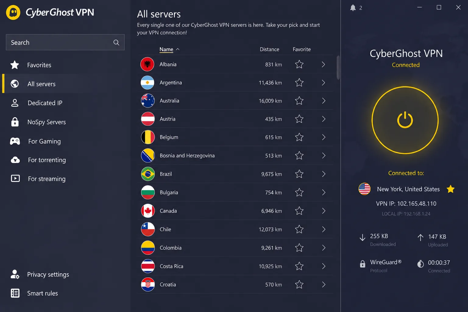 CyberGhost screenshot