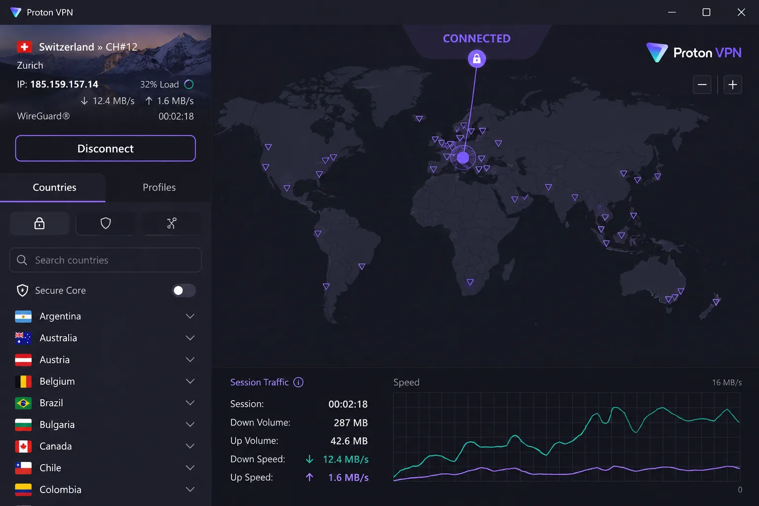 Proton VPN screenshot