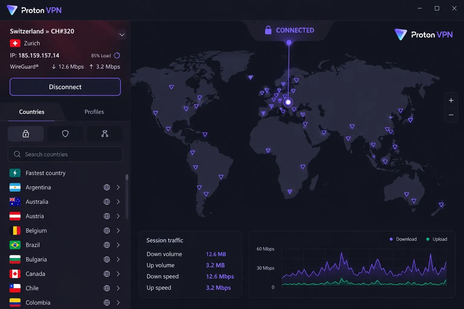 Proton VPN screenshot