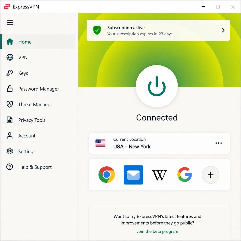 ExpressVPN screenshot