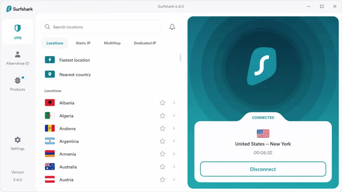 Surfshark screenshot