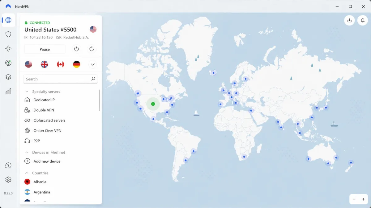 NordVPN screenshot