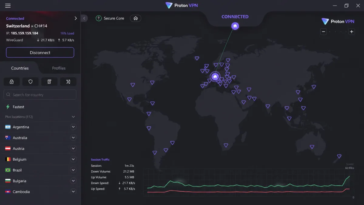 Proton VPN screenshot