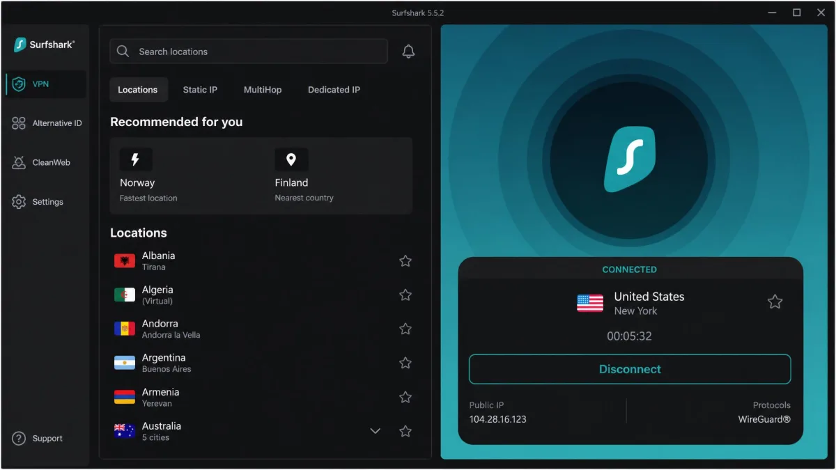 Surfshark screenshot