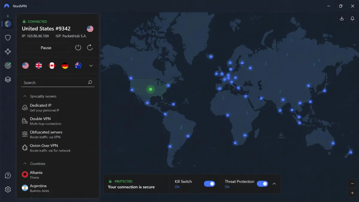 NordVPN screenshot