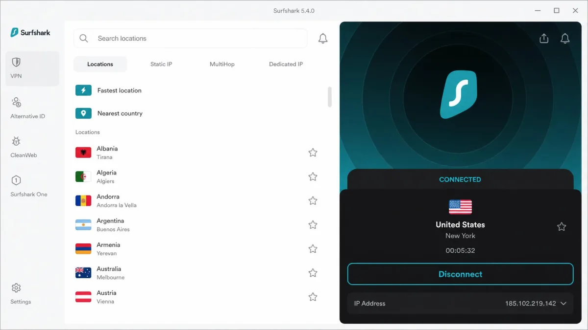 Surfshark screenshot