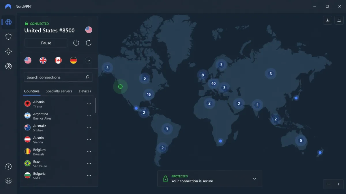NordVPN screenshot