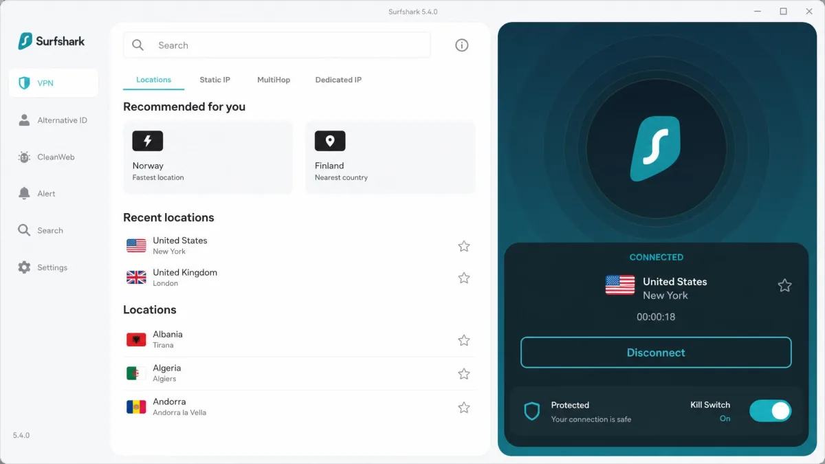 Surfshark screenshot