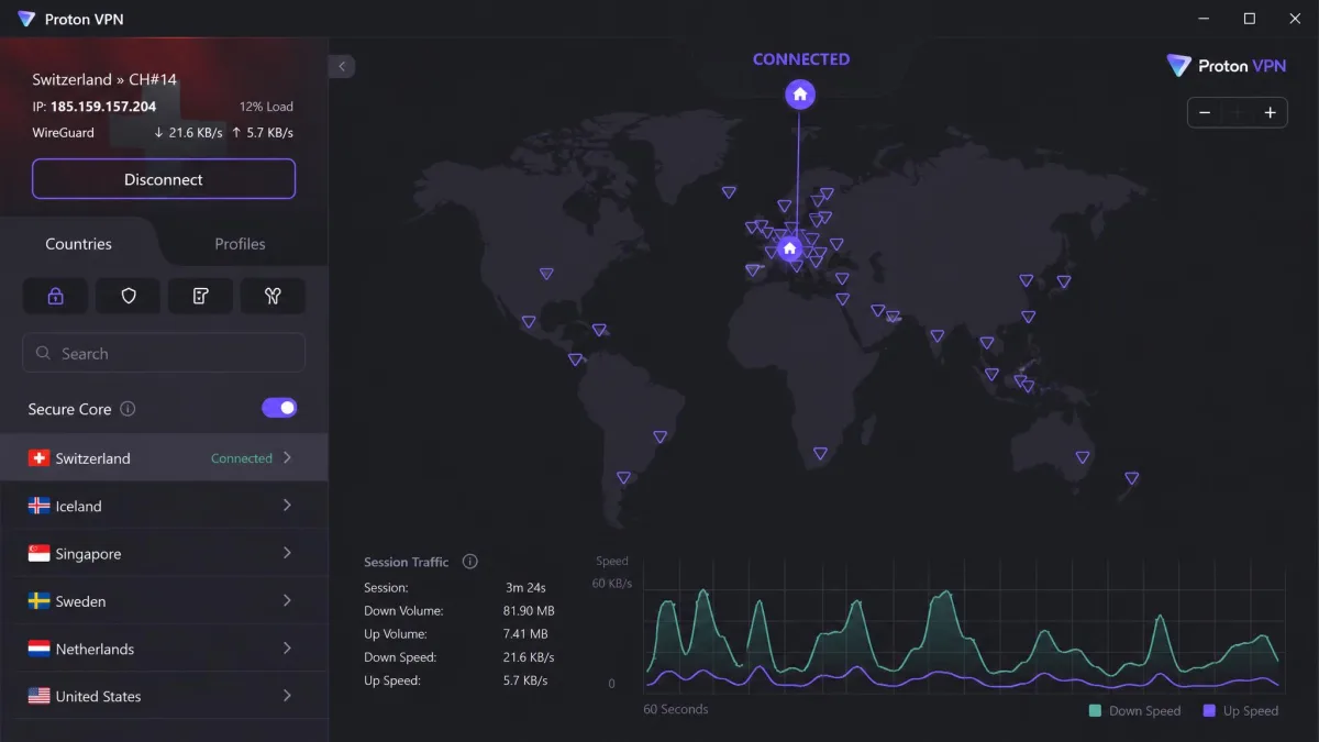 Proton VPN screenshot